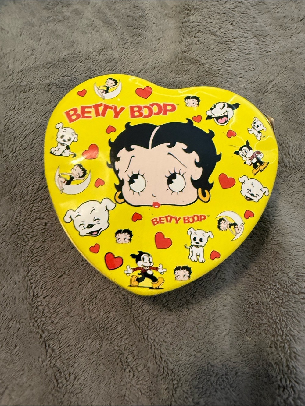 Yellow Heart-Shaped Metal Storage Tin with Handle